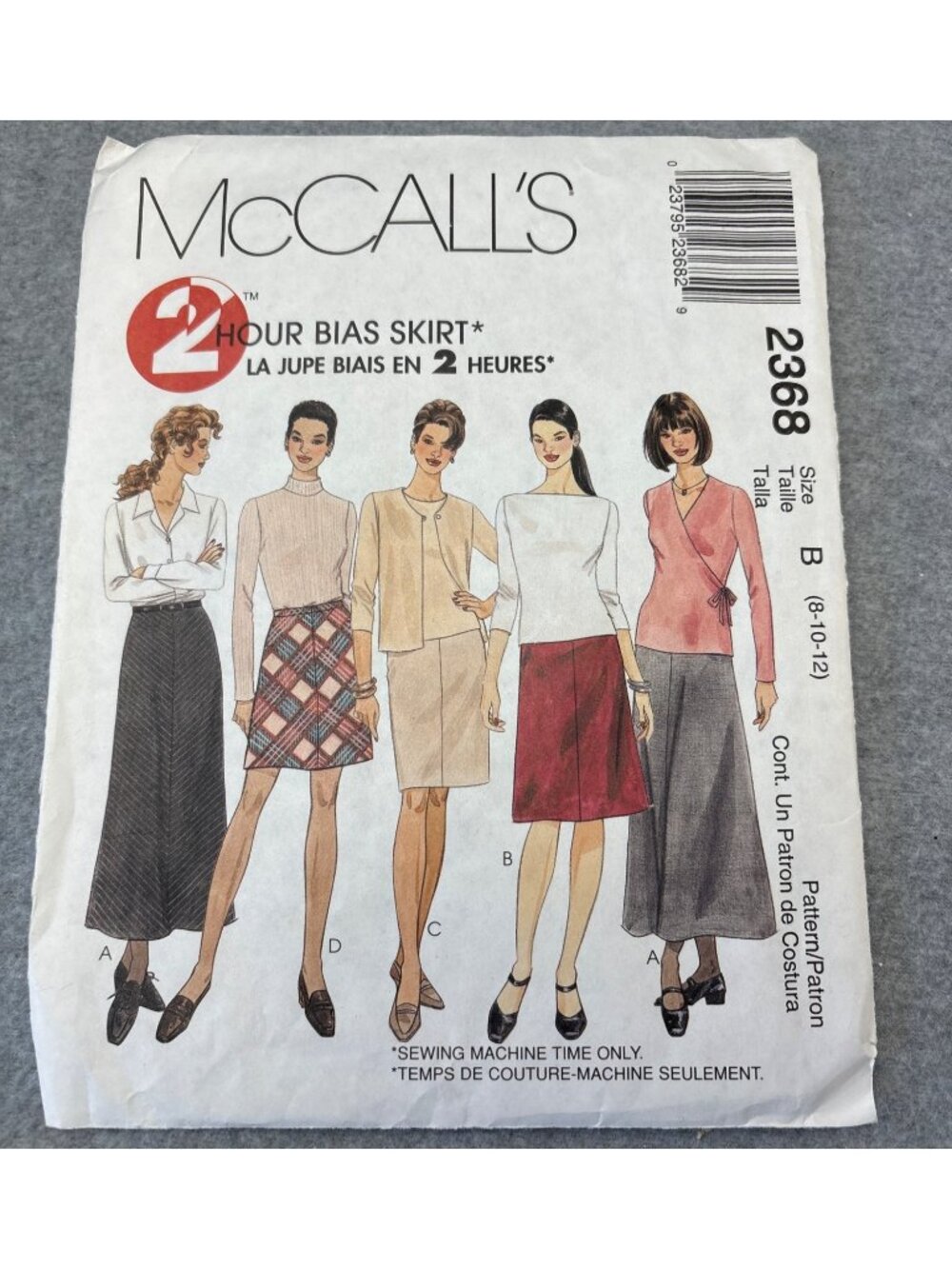 McCalls Women Sewing Pattern 2368 Size 8-10-12 Skirt 2-Hour Bias Uncut